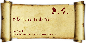 Mátis Irén névjegykártya