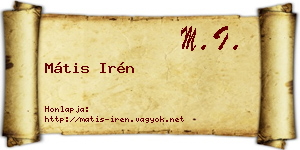 Mátis Irén névjegykártya